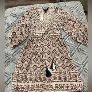 Printed balloon sleeve dress